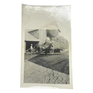 Foto de granja de colección - vagón de caballos y heno, alrededor de 1920 agricultura rural americana - Imagen 1 de 3