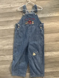 Vintage 90's Buster Brown Size 4T Denim Overalls Puppy / Dog Embroidered Y2K - Picture 1 of 15