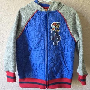 Paw Patrol Boys Jacket Size 5 Blue Gray Quilted Hoodie Zip Up Nickelodeon - Picture 1 of 6