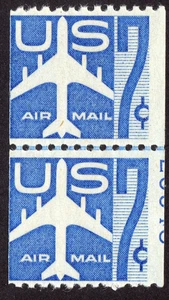 Scott #c52 Silhoulette of Jet Joint Line Pair Coil Stamps - MNH Small Holes - Picture 1 of 2