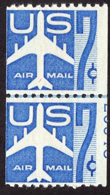 Scott #c52 Silhoulette of Jet Joint Line Pair Coil Stamps - MNH Small Holes - Image 1 of 2