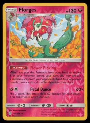Florges 152/236 SM - Cosmic Eclipse Reverse Holo Rare - MP - Image 1 of 2