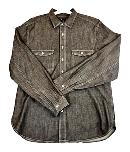 Gap Herren XL schwarz Denim Knopfleiste Hemd mit zwei Brusttaschen & weißen Nähten - Bild 1 von 12