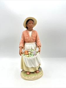Home Interiors 10" Porcelain African American Lady with Fruit Basket #1456 - Picture 1 of 11