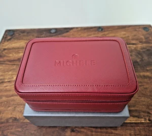 MICHELE Watches Red Leather Travel Case - Free Shipping - Picture 1 of 11