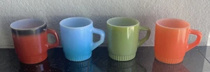 Vintage Fire King Anchor Hocking Milk Glass Mugs Cups Stacking Assorted Colors - Picture 1 of 8