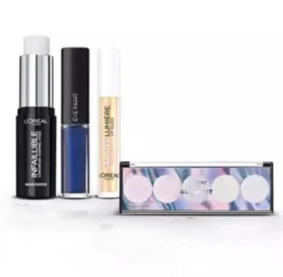 L'OREAL Glow Makeup Set - Palette Kit Infallible Stick Lip Gloss Eye Paint -60% - Image 1 of 4