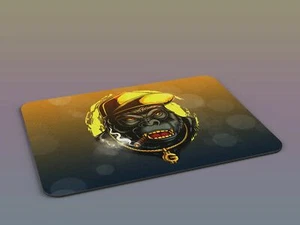 Gangsta Gorilla , Cigar and Gold chain on a Rubber Mouse mat Pad , 22cm x 18cm - Picture 1 of 3