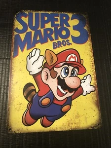Mario Bros 3 Retro Metal Wall Art Sign 8"x12" Nintendo NESDecor Games. Brand New - Picture 1 of 9