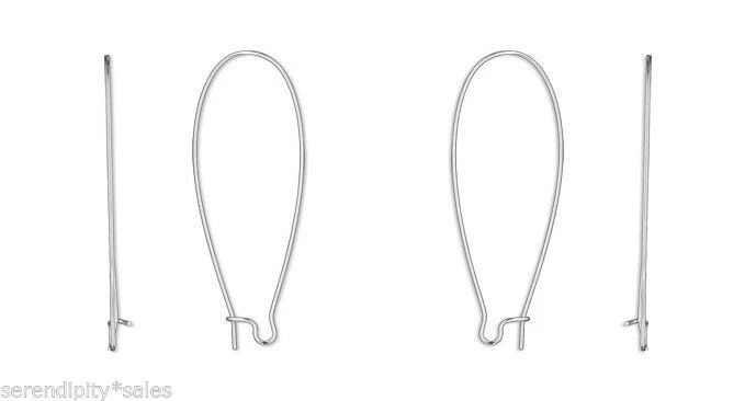 50 Extra Long SILVER Plated Stainless Steel KIDNEY Ear Wires Earrings 47x21mm - Изображение 1 из 1