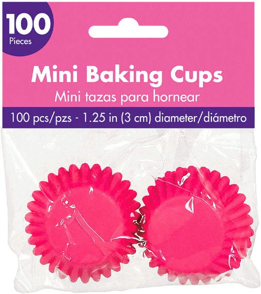 Mini Cupcake Cases Bright Pink 100pk