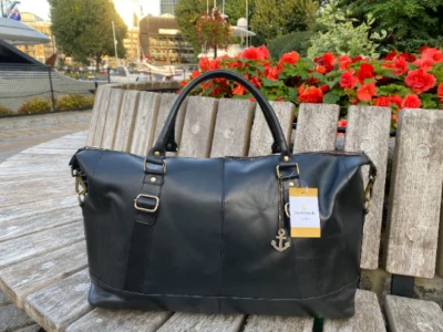 Genuine Cowhide Leather Gym Travel Duffle Overnight Handmade Bag Cabin Luggage - Image 1 of 4