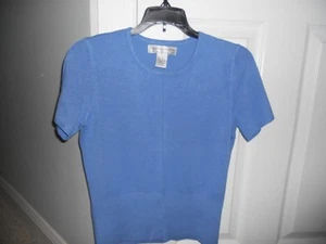 SUTTON STUDIO blue Short Sleeve Top - SZ S rayon solid - Picture 1 of 1