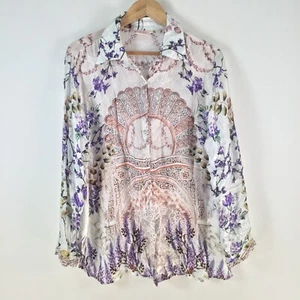 Cienna womens button up shirt size L multicolour floral silk viscose 112939 - Picture 1 of 9