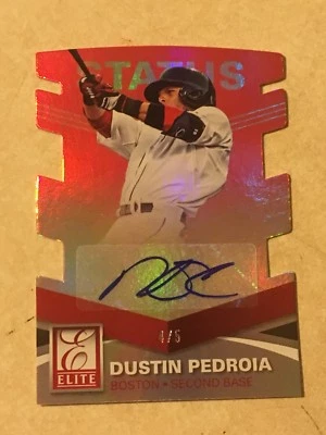 2015 Panini Elite Dustin Pedroia Auto Boston Red Sox /5 SP Autograph - Image 1 of 3