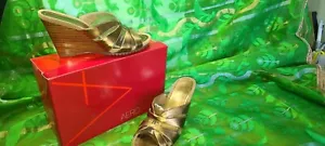 Aerosole Womens Bronze Leather Wedge Open Toe Size 6.5 Spring Summer Slip On - Picture 1 of 5