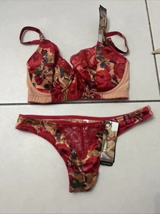 GOSSARD ORIENTAL BLOOM BRA & G STRING SET SZ 30 DD / XS BNWT (ACC496 - Picture 1 of 15