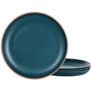 Gibson Home Rockabye 4 Piece Melamine Dinner Plate Set in Dark Teal - Picture 1 of 1