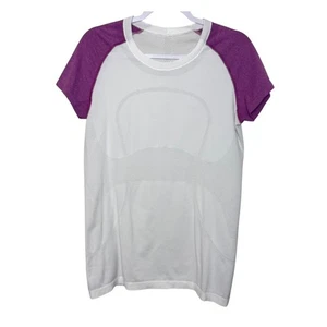 Lululemon Run Swiftly Tech Manica Corta Donna 12 Bianco Ultra Viola Elasticizzato Palestra - Foto 1 di 6