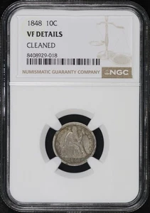 1848 Seated Liberty Dime NGC VF Details Cleaned - Picture 1 of 2