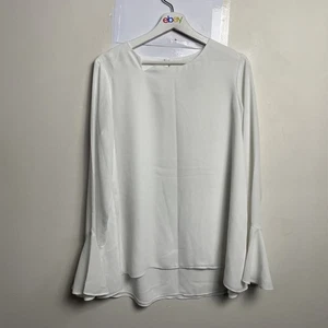 Joseph Ribkoff White Top Size 12 Long Sleeve Blouse Polyester Canada Made - Bild 1 von 13