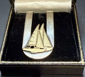 Vintage Doskow Sterlingsilber & 14K Gold Segelboot Geldklammer - Bild 1 von 6