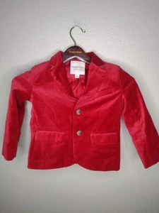 Janie and Jack Boys The Velvet Party Blazer Size 4 Red 2 Button Suit F - Picture 1 of 5