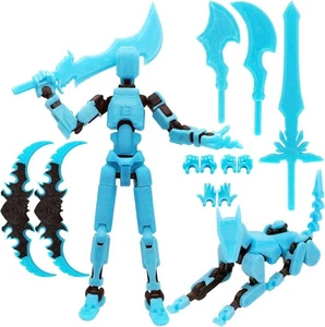 T13 3D gedruckte Actionfiguren leuchten im Dunkelblau, flexibel, blau schwarz + Hund - Bild 1 von 6