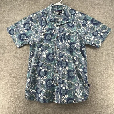 Camisa Patagonia Hombre Talla Mediana Azul Hawaiano Manga Corta Algodón Orgánico Foto 1 de 4