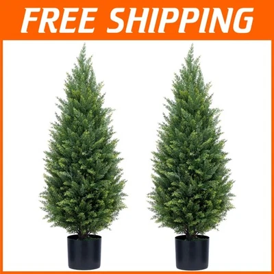 Artificial Cedar Topiary Trees Set - 2 Pack - Image 1 of 4