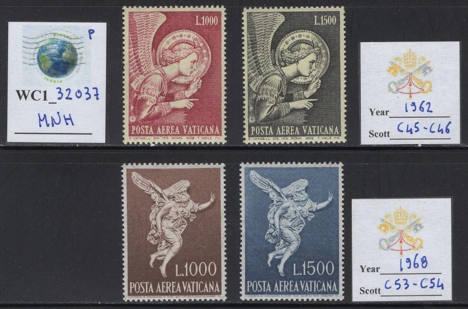 WC1_32037_P. VATICANO. Juegos de correo aéreo 1962 y 1968. Sc.C45-C46,C53-C54. MNH Foto 1 de 1