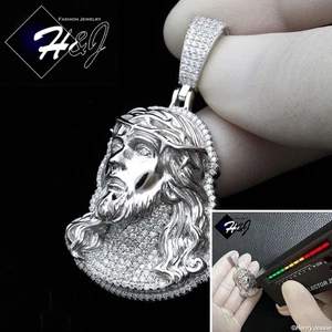 MEN SOLID 925 STERLING SILVER ICY BLING MOISSANITE 3D JESUS FACE PENDANT*MP537 - Picture 1 of 7