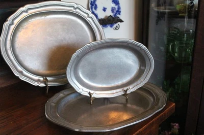 Lot of 3 Vintage Wilton Armetale Queen Anne Platters - Image 1 of 4