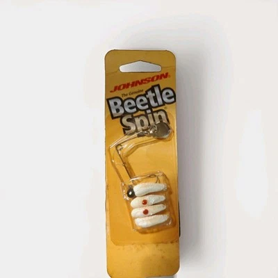 Señuelo de pesca Johnson Beetle Spin, 1/32 OZ, blanco/negro/rojo ojo, 1 gancho/4 cuerpos Foto 1 de 4
