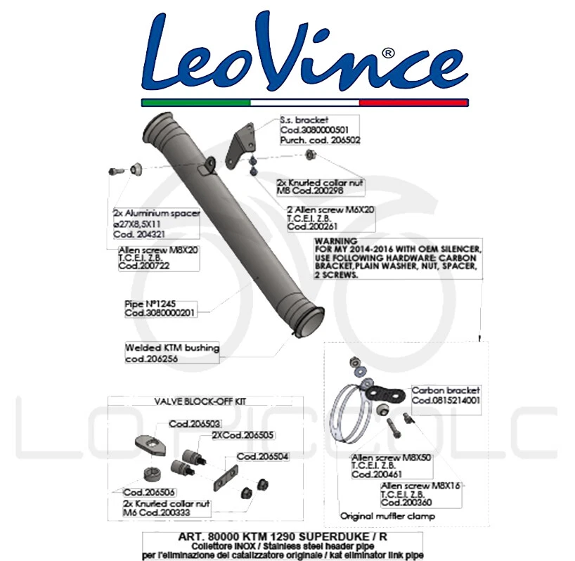 80000 COLLETTORE ELIMINA CATALIZZATORE LEOVINCE KTM 1290 SUPER DUKE R 2019 - Immagine 1 di 1