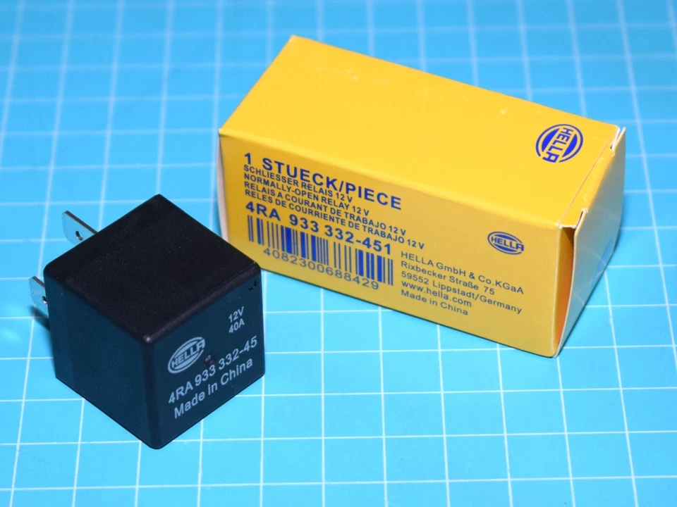 relais HELLA 4RA 933 332-451 12V 40A 4 broches neuf - Photo 1/4
