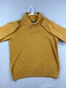 Suéter Sean John para hombre XL extra grande dorado chal cuello algodón palanca manga larga - Imagen 1 de 19
