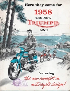 1958 Triumph Motorcycle Color Brochure - Bild 1 von 3