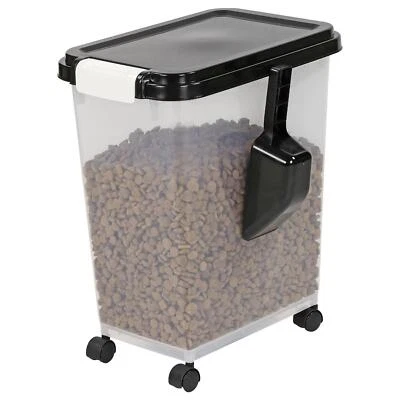TAYLOR & BROWN 20L Pet Food Container on Wheels Dog Cat Animal Storage Bin Dry Feed Black