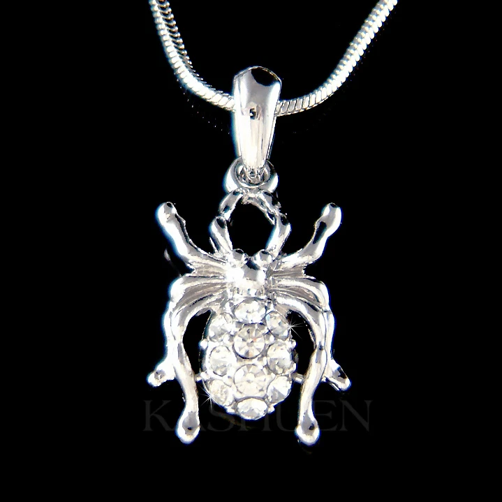 ~ Araña Hecho con Cristal Swarovski Viuda Negra Halloween Tóxico Collar Joyería Foto 1 de 1