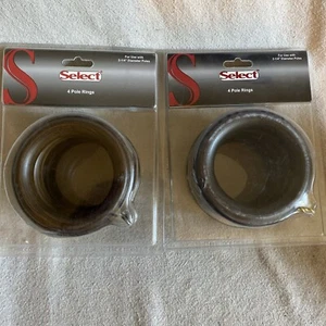 8 Wood Curtain Pole Rings for 2 1/4" Diameter Poles Ribbed Mocha Eye Hook Gold - Picture 1 of 2