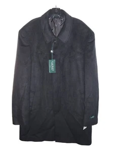 LAUREN RALPH LAUREN Men's Black Wool Blend Button Front Overcoat Jacket 48 Long - Picture 1 of 7