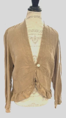 J Jill 100% Linen Cardigan Shrug Medium Women's Beige Lightweight Long Sleeve - Image 1 of 4