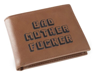 Brown Embroidered Bad Mother Fu**er Leather Wallet As Seen in Pulp Fiction - Image 1 of 4