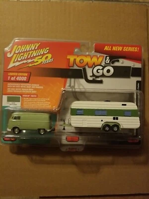 Johnny Lightning Tow & Go 1: 64 1965 大众 2 型带房屋拖车  — 第 1/2 张图片