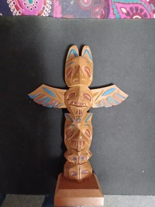 Vintage Totempfahl Nordwestküste einheimischer Adler Donnervogel 9" Adler A-10 - Bild 1 von 8