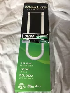 MAXLITE U15.5T8SE235 15.5W 2-FT LED,BYPASS U-BEND T8 3500k CASE OF 12 NEW - Picture 1 of 4