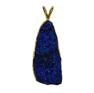 ARTISAN 14K Yellow GOLD, DRUZY AZURITE HANDMADE Vintage PENDANT, My Estate - Picture 1 of 5