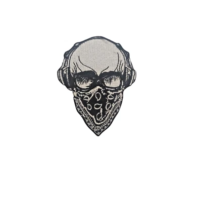 Skull Patch Heat Adhesive Skull Iron Clothes Scarf Glasses Helmets Patch - Image 1 of 2