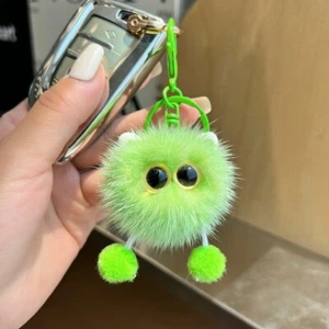 Portachiavi mostro vera pelliccia di visone pompon borsa palla ciondolo borsa telefono borsa ciondolo - Foto 1 di 15